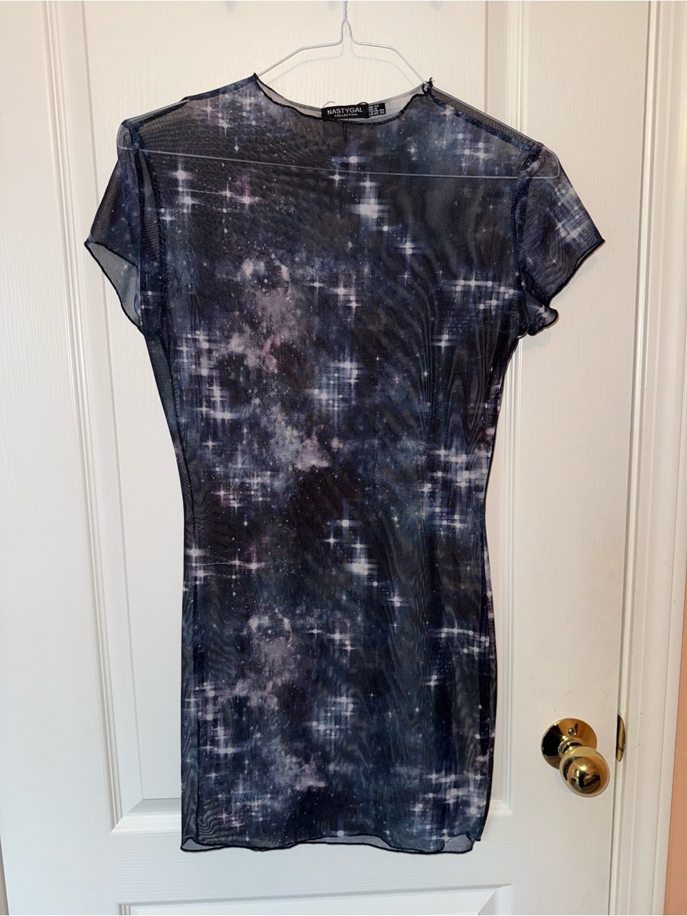 Nasty Gal Galaxy Print Mesh Dress - Black & Purple
